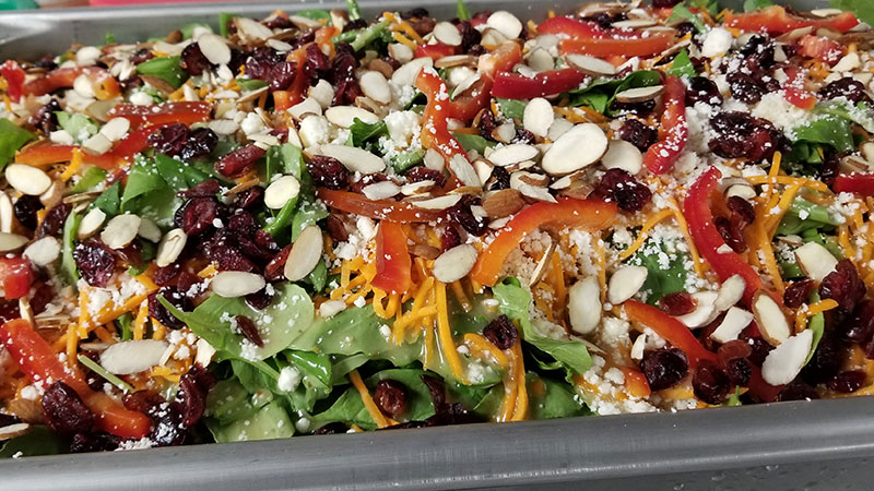 Professional catering presentation featuring Salad