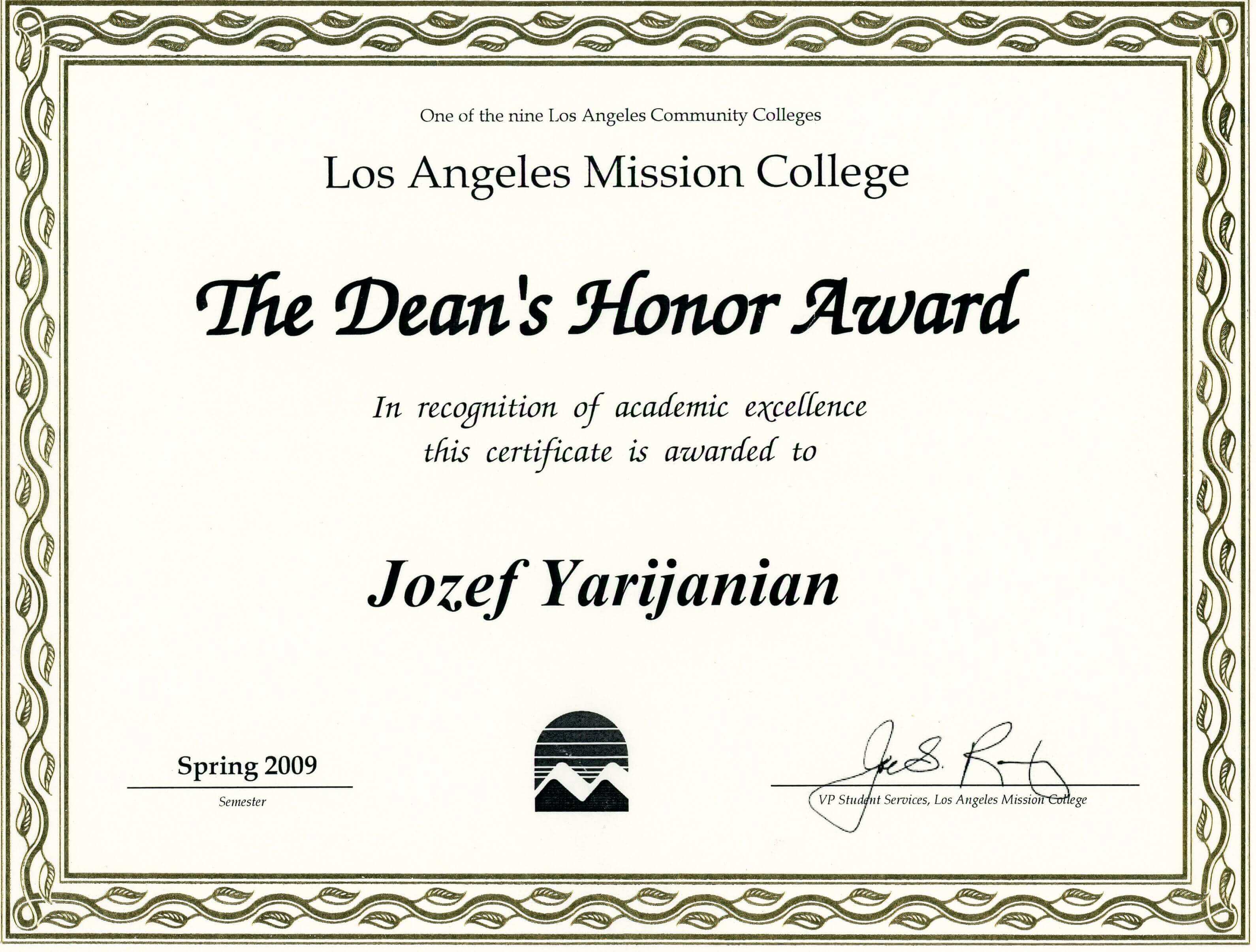 Jozef Yarijanian Catering | President's Honor Award