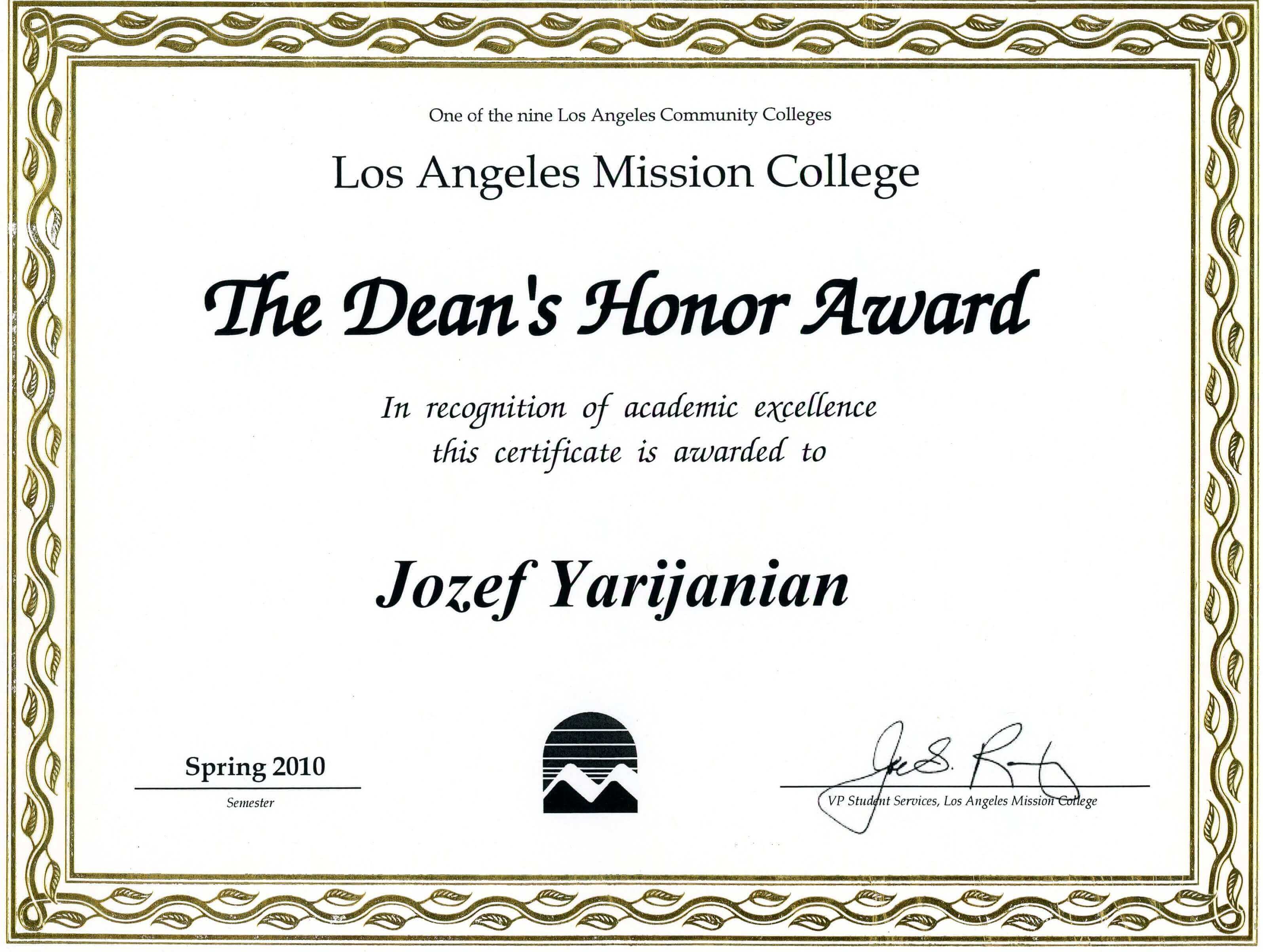 Jozef Yarijanian Catering | President's Honor Award